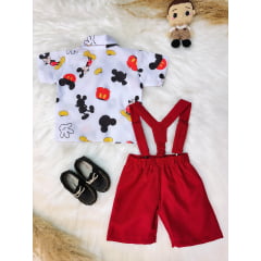 Conjunto Meninos do Mickey Mouse Com Short Susp.e Camisa