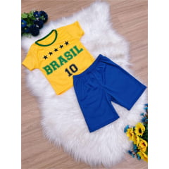 Conjunto Meninos Seleção Brasileira Amarelo e Azul