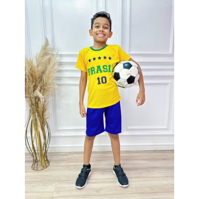 Conjunto Meninos Seleção Brasileira Amarelo e Azul