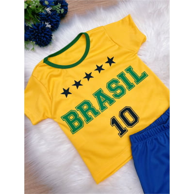 Conjunto Meninos Seleção Brasileira Amarelo e Azul