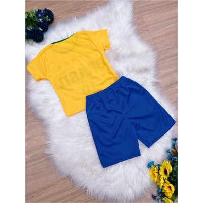 Conjunto Meninos Seleção Brasileira Amarelo e Azul