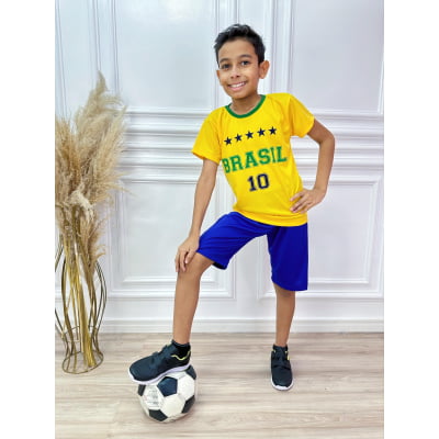 Conjunto Meninos Seleção Brasileira Amarelo e Azul
