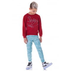 Conjunto Moletom Blusa Vermelha C/ Calça Verde