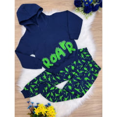 Conjunto Moletom C/ Calça Azul Marinho Dinossauro