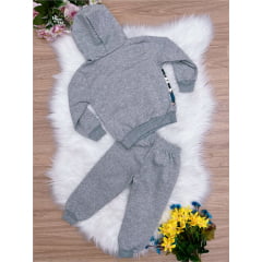 Conjunto Moletom C/ Calça Cinza Família Urso