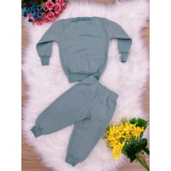Conjunto Moletom Infantil Blusa e Calça Verde Ursinho