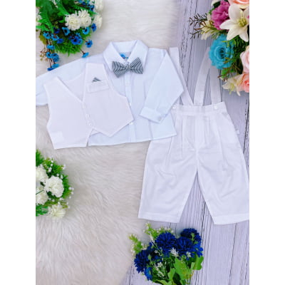 Conjunto Social Calça Camisa Colete Gravata Suspensório PMG