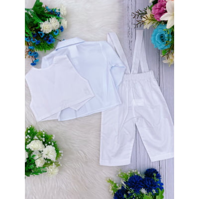 Conjunto Social Calça Camisa Colete Gravata Suspensório PMG