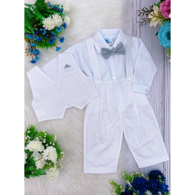 Conjunto Social Calça Camisa Colete Gravata Suspensório PMG