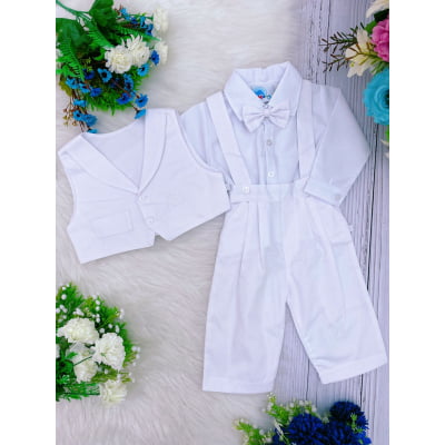 Conjunto Social Calça Camisa Colete Gravata Suspensório PMG