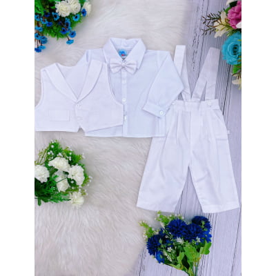 Conjunto Social Calça Camisa Colete Gravata Suspensório PMG