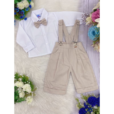 Conjunto Social Calça Camisa Gravata Suspensório P/M/G