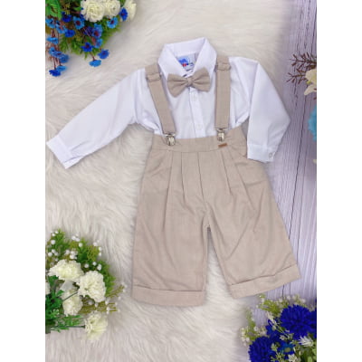 Conjunto Social Calça Camisa Gravata Suspensório P/M/G