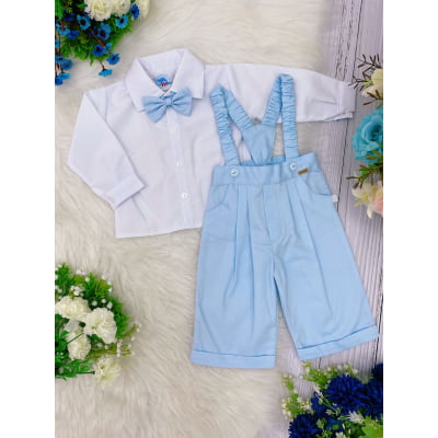Conjunto Social Calça Camisa Gravata Suspensório P/M/G