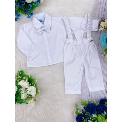 Conjunto Social Calça Camisa Gravata Suspensório PMG