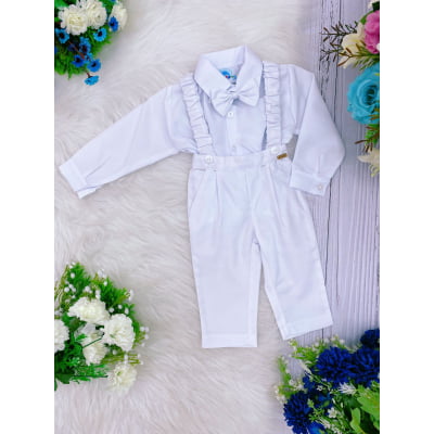 Conjunto Social Calça Camisa Gravata Suspensório PMG