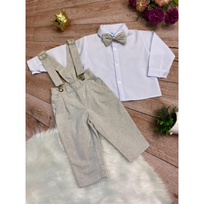 Conjunto Social Calça Camisa Gravata Suspensório PMG