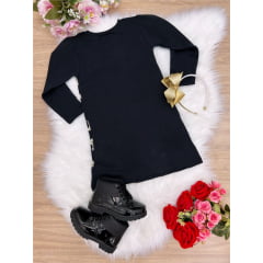 Vestido de Moletom Preto Ursinho 4-6-8