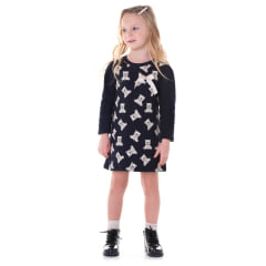 Vestido Moletom Preto Ursinho 1-2-3