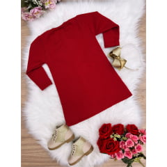 Vestido Moletom Vermelho Ursinho 1-2-3