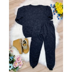 Conjunto de Moletom Blusa e Calça Preto Urso