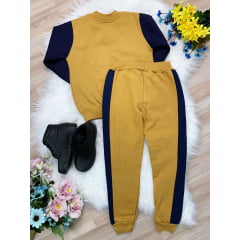 Conjunto de Moletom Jaqueta e Calça Caqui e Azul Marinho