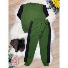 Conjunto de Moletom Jaqueta e Calça Verde Escuro