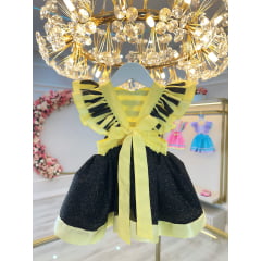 Romper Abelhinha Com Asa e Apliques Luxo Amarelo