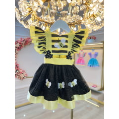 Romper Abelhinha Com Asa e Apliques Luxo Amarelo