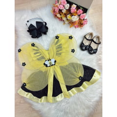 Romper Abelhinha Com Asa e Apliques Luxo Amarelo