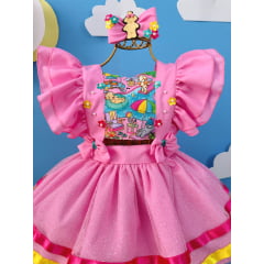 Romper Bobbie Goods Rosa C/ Laço Festas Luxo