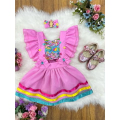 Romper Bobbie Goods Rosa C/ Laço Festas Luxo