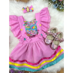 Romper Bobbie Goods Rosa C/ Laço Festas Luxo