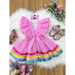 Romper Bobbie Goods Rosa C/ Laço Festas Luxo