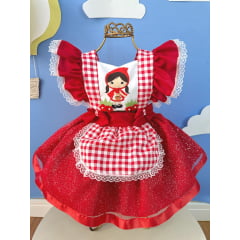 Romper Chapeuzinho Vermelho Com Capa Festas Luxo