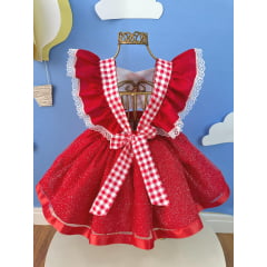 Romper Chapeuzinho Vermelho Com Capa Festas Luxo