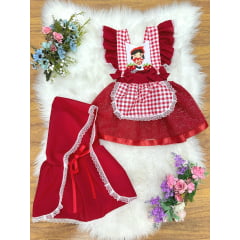 Romper Chapeuzinho Vermelho Com Capa Festas Luxo