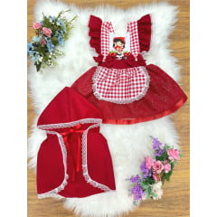 Romper Chapeuzinho Vermelho Com Capa Festas Luxo