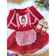 Romper Chapeuzinho Vermelho Com Capa Festas Luxo
