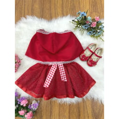 Romper Chapeuzinho Vermelho Com Capa Festas Luxo