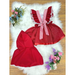 Romper Chapeuzinho Vermelho Com Capa Festas Luxo