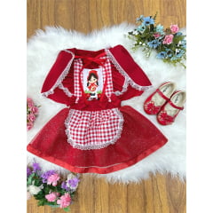 Romper Chapeuzinho Vermelho Com Capa Festas Luxo