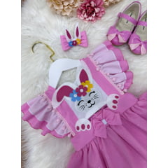 Romper Coelhinho da Páscoa Saia Com Glitter Super Luxo