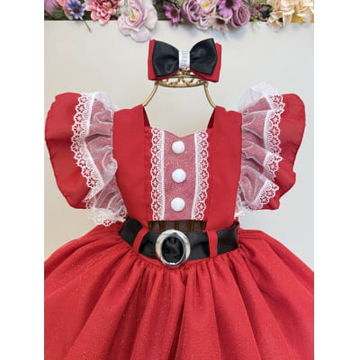 Romper de Natal Vermelho C/ Laço Festas Luxo