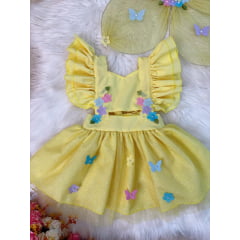 Romper Jardim Encantado Com Asa Amarelo Luxo