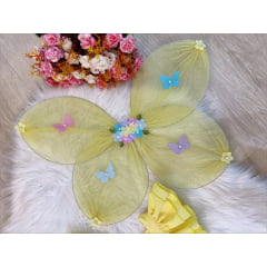 Romper Jardim Encantado Com Asa Amarelo Luxo