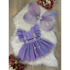 Romper Jardim Encantado Com Asa Lilás Luxo