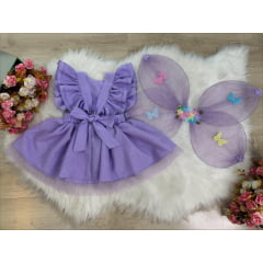 Romper Jardim Encantado Com Asa Lilás Luxo