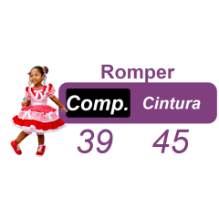 Romper Junino Azul Colorido Com Laço de Chapéuzinho