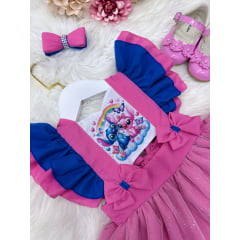 Romper Stitch e Angel Saia Com Glitter Super Luxo